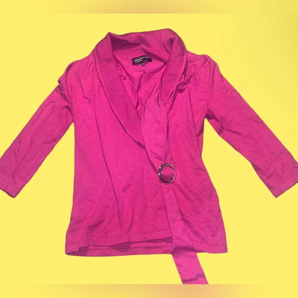 Jones New York Wrap Hot Pink Taffeta Blouse | Size: S | Pink | women